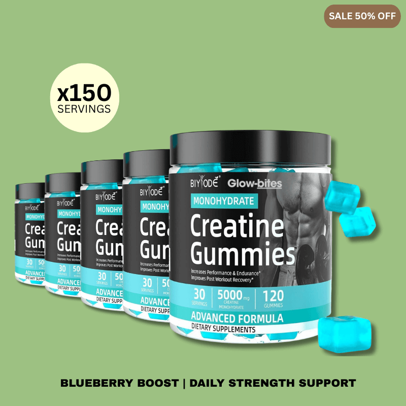 Glow-bites™ Creatine Gummies-Blueberry Boost (5000mg)