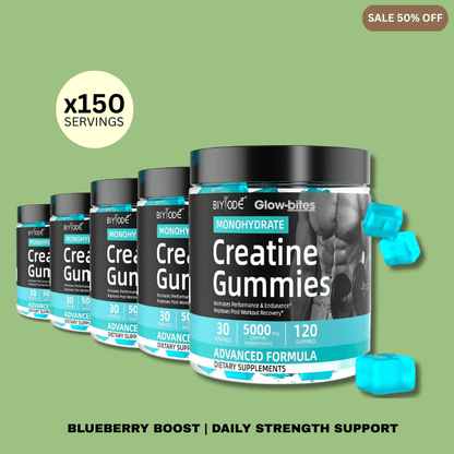 Glow-bites™ Creatine Gummies-Blueberry Boost (5000mg)