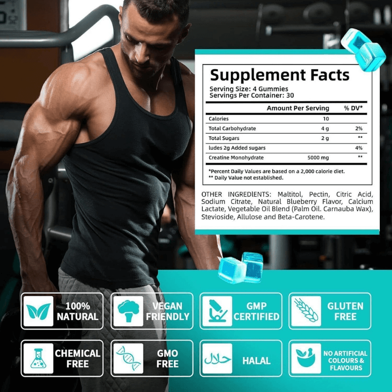 Glow-bites™ Creatine Gummies-Blueberry Boost (5000mg)